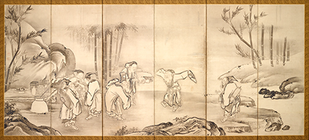曽我二直菴筆《竹林七賢図》